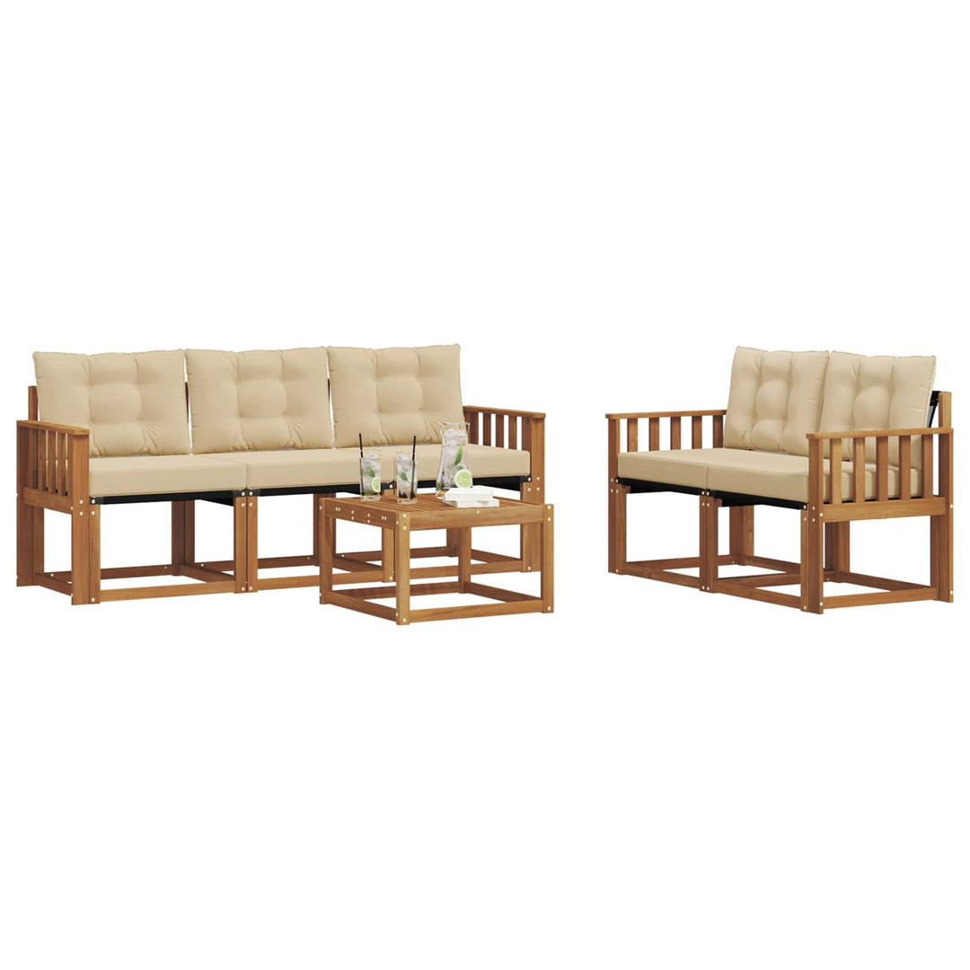 Udendørs sofagruppe med pude 6 pcs Naturlig og Beige