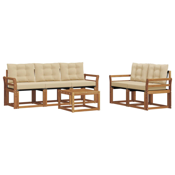 Udendørs sofagruppe med pude 6 pcs Naturlig og Beige