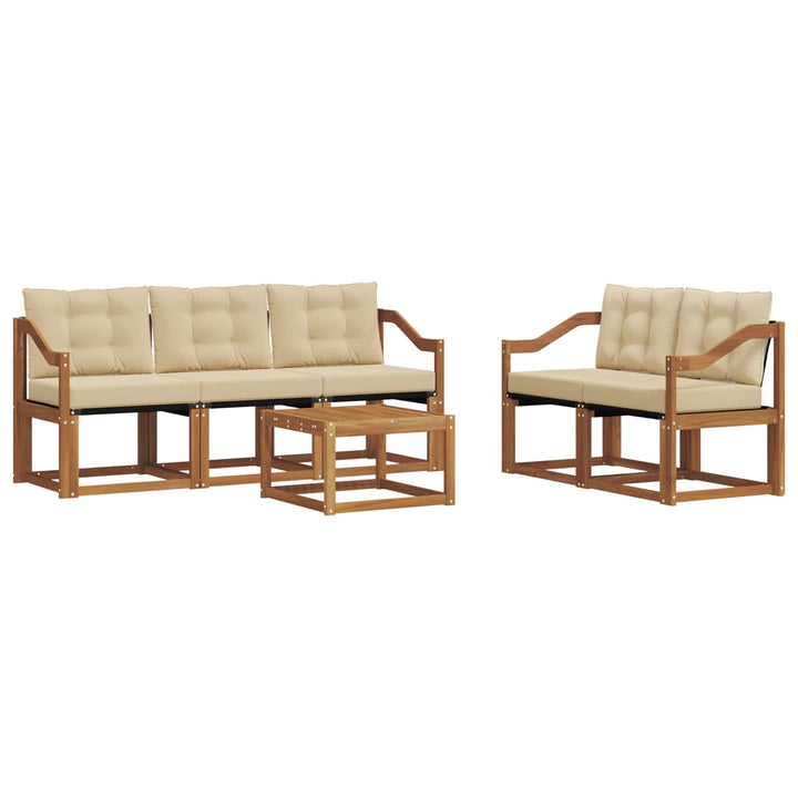 Udendørs sofagruppe med pude 6 pcs Naturlig og Beige
