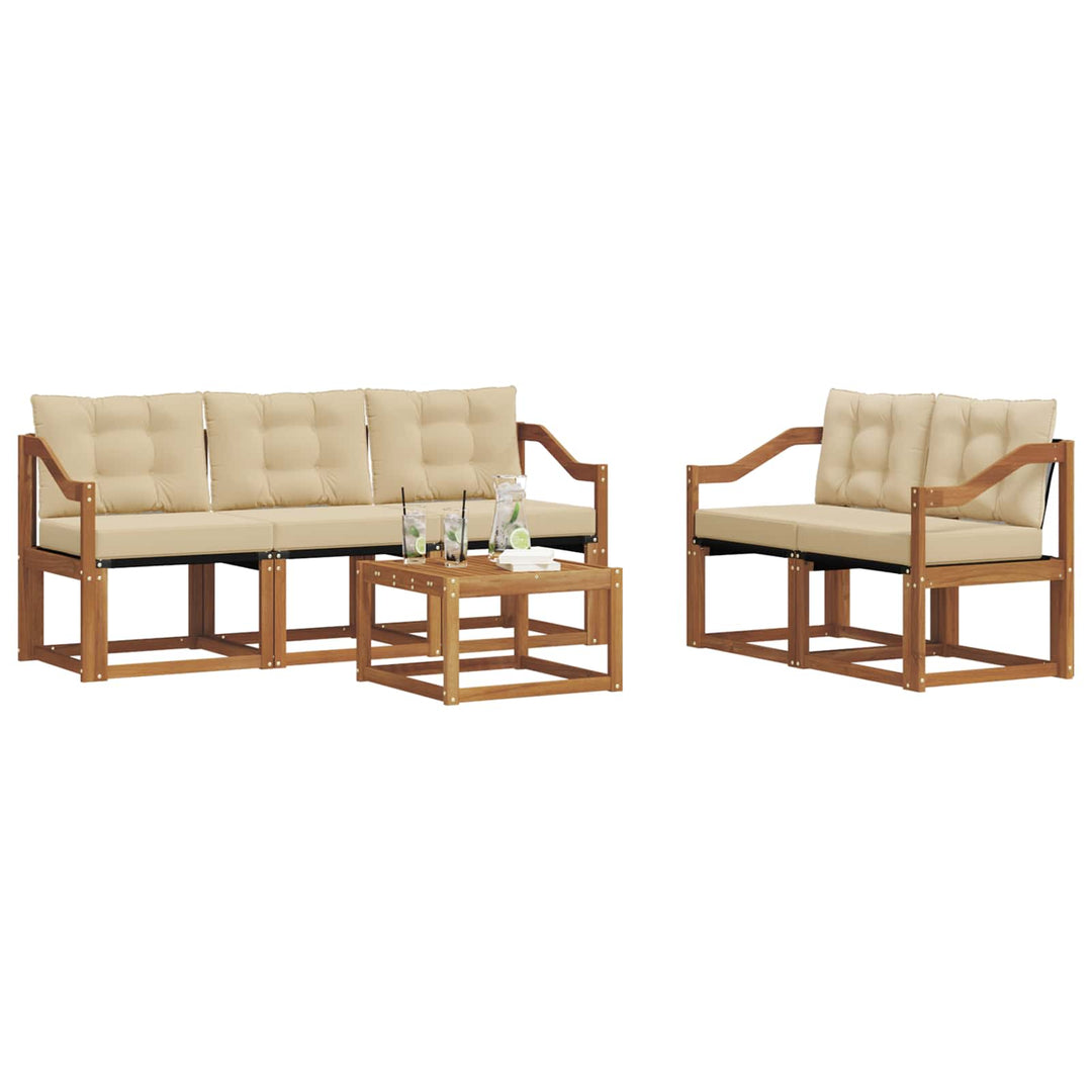 Udendørs sofagruppe med pude 6 pcs Naturlig og Beige