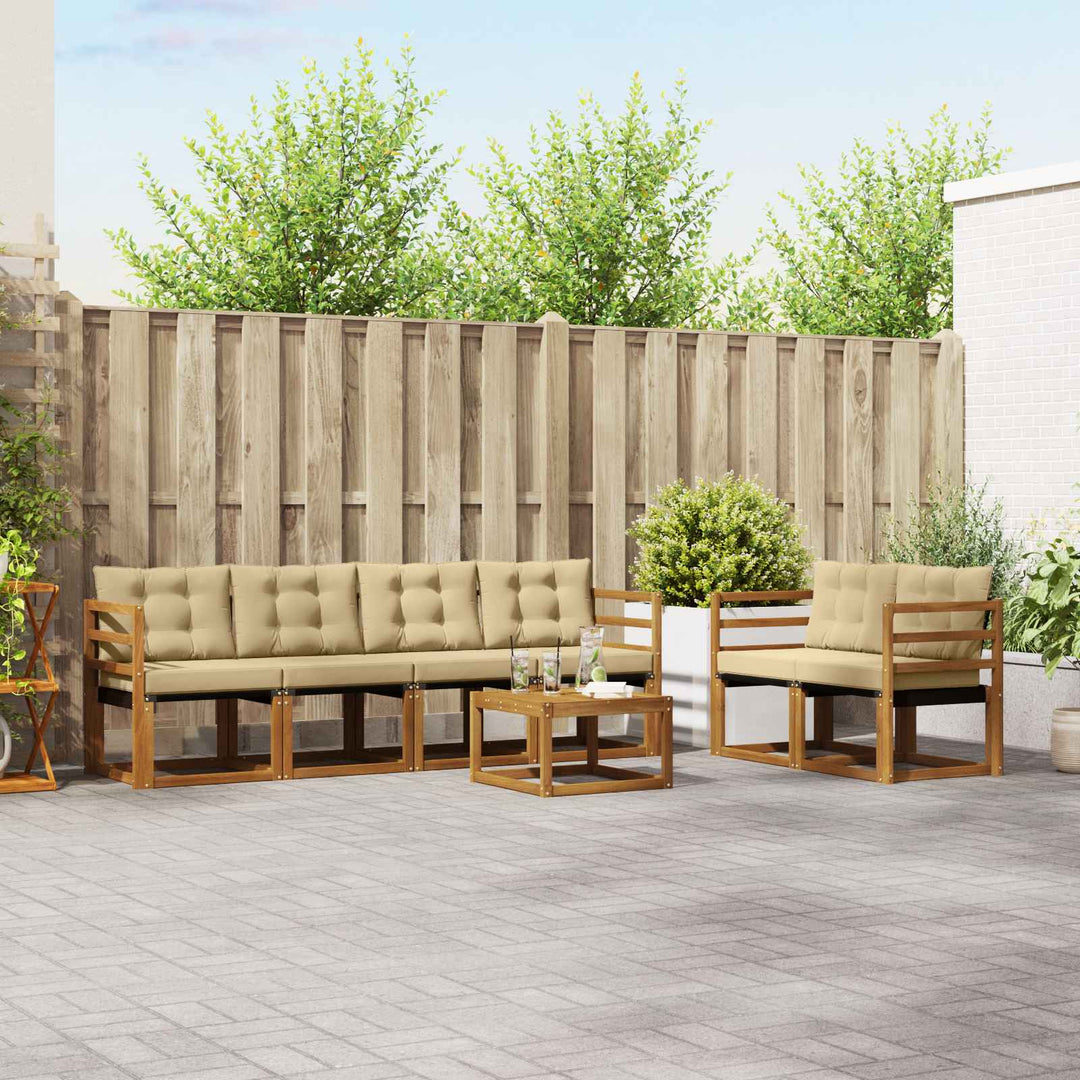Udendørs sofagruppe med pude 7 pcs Naturlig og Beige