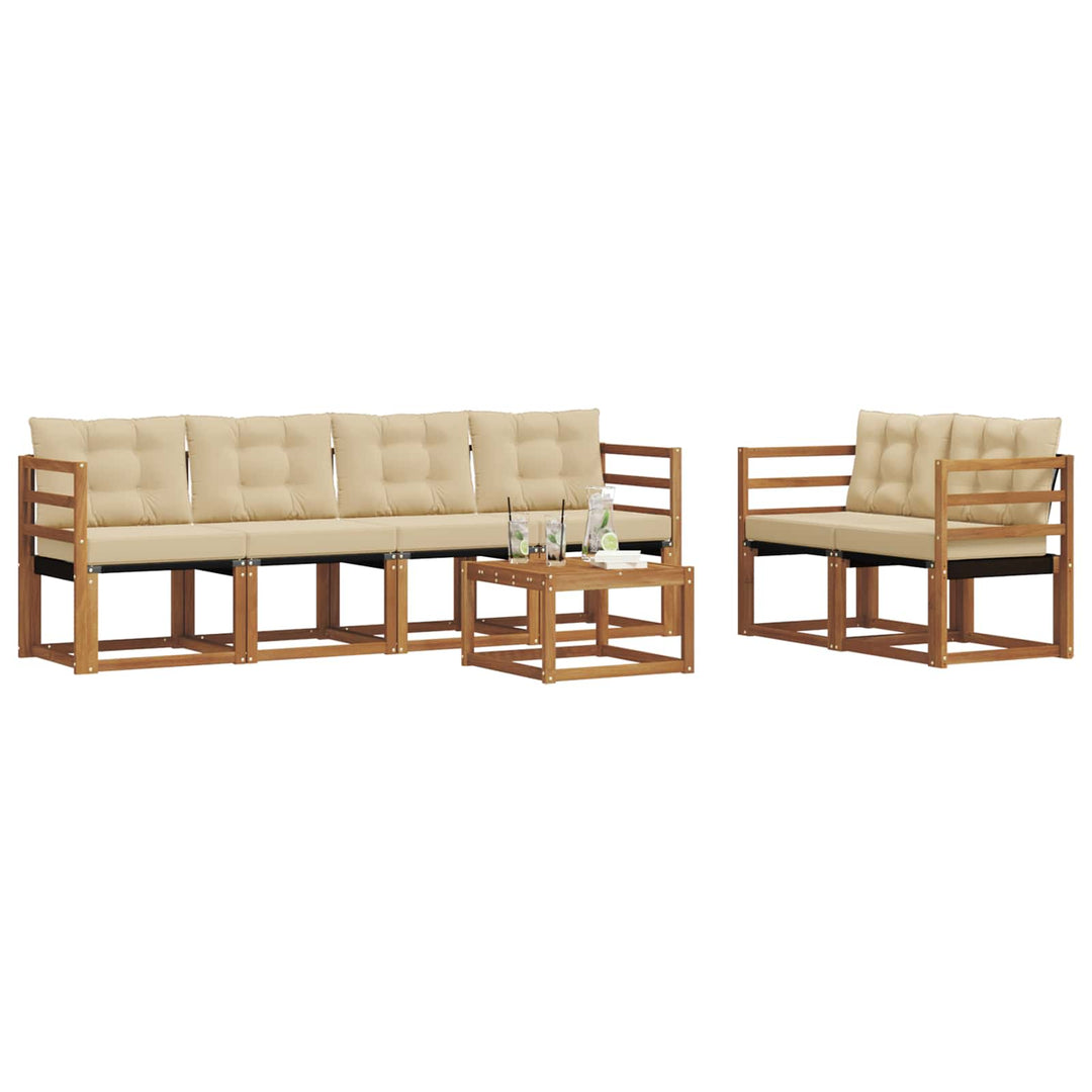 Udendørs sofagruppe med pude 7 pcs Naturlig og Beige