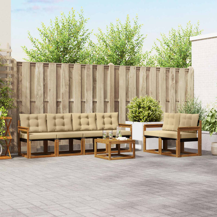 Udendørs sofagruppe med pude 7 pcs Naturlig og Beige