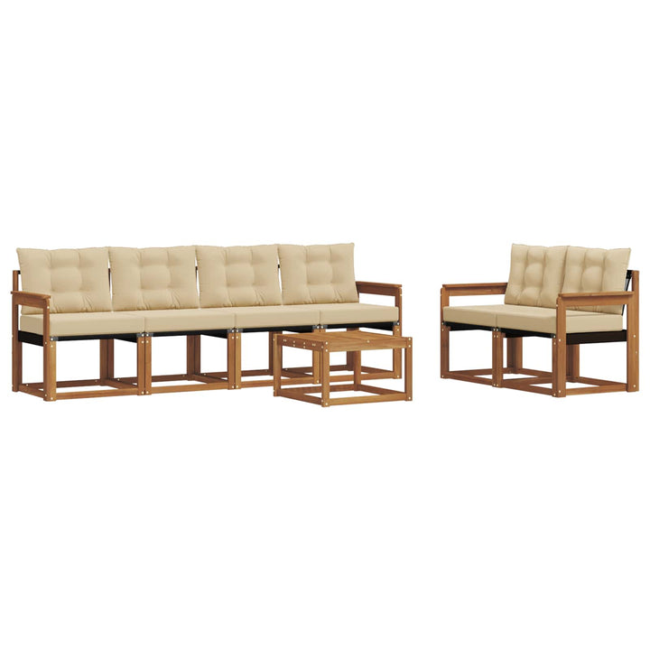 Udendørs sofagruppe med pude 7 pcs Naturlig og Beige