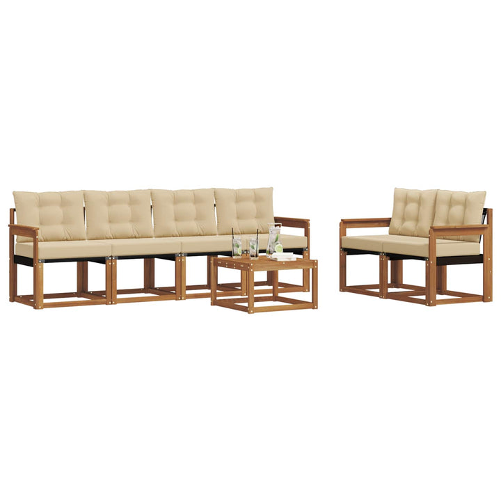 Udendørs sofagruppe med pude 7 pcs Naturlig og Beige