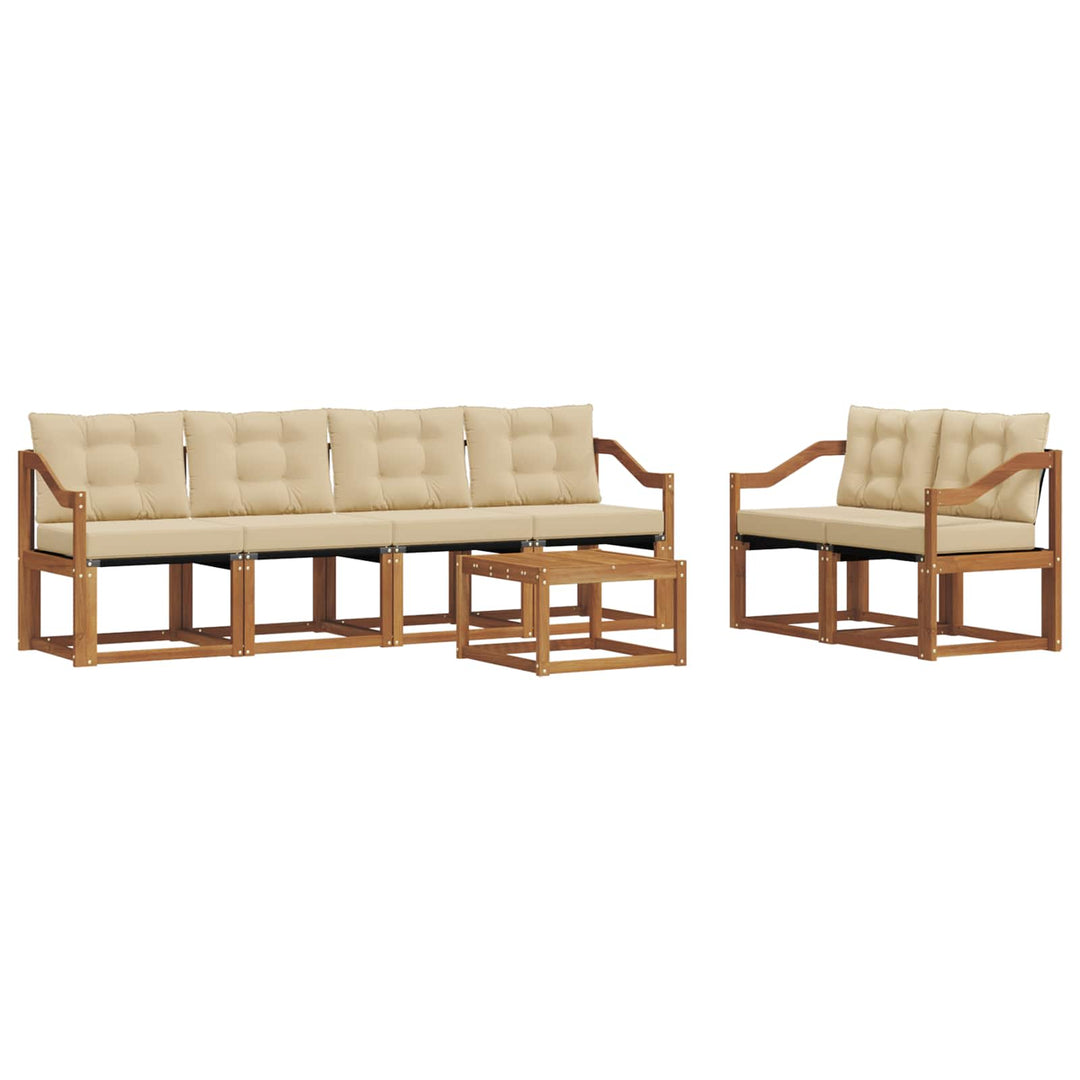 Udendørs sofagruppe med pude 7 pcs Naturlig og Beige