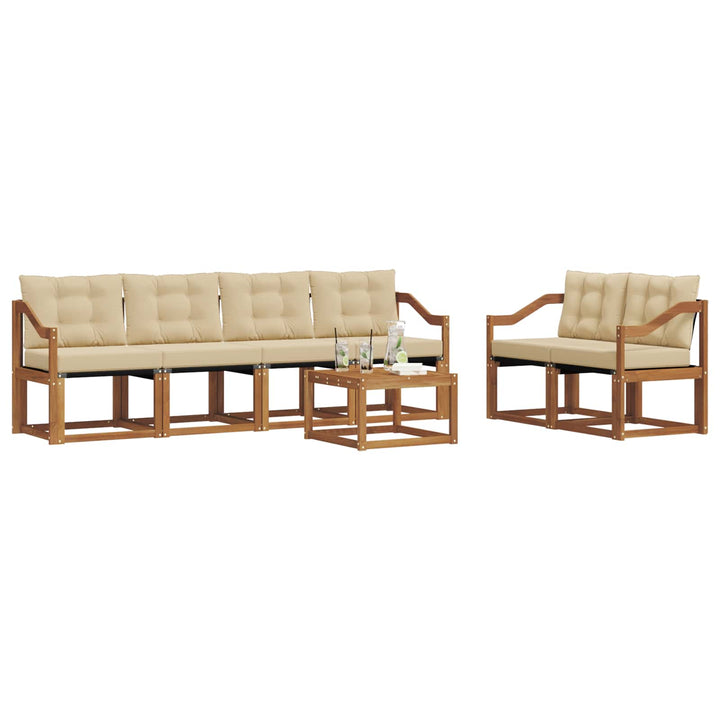 Udendørs sofagruppe med pude 7 pcs Naturlig og Beige