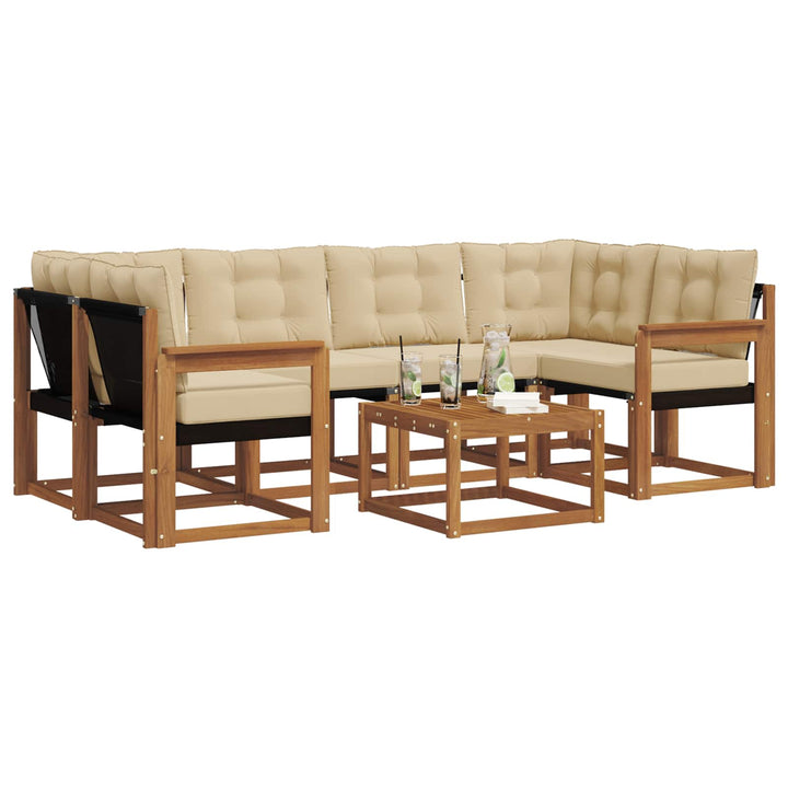 Udendørs sofagruppe med pude 7 pcs Naturlig og Beige