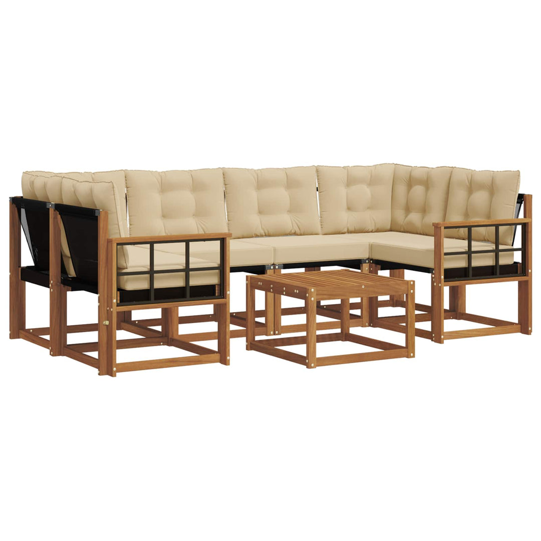 Udendørs sofagruppe med pude 7 pcs Naturlig og Beige