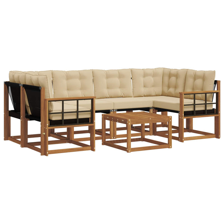 Udendørs sofagruppe med pude 7 pcs Naturlig og Beige
