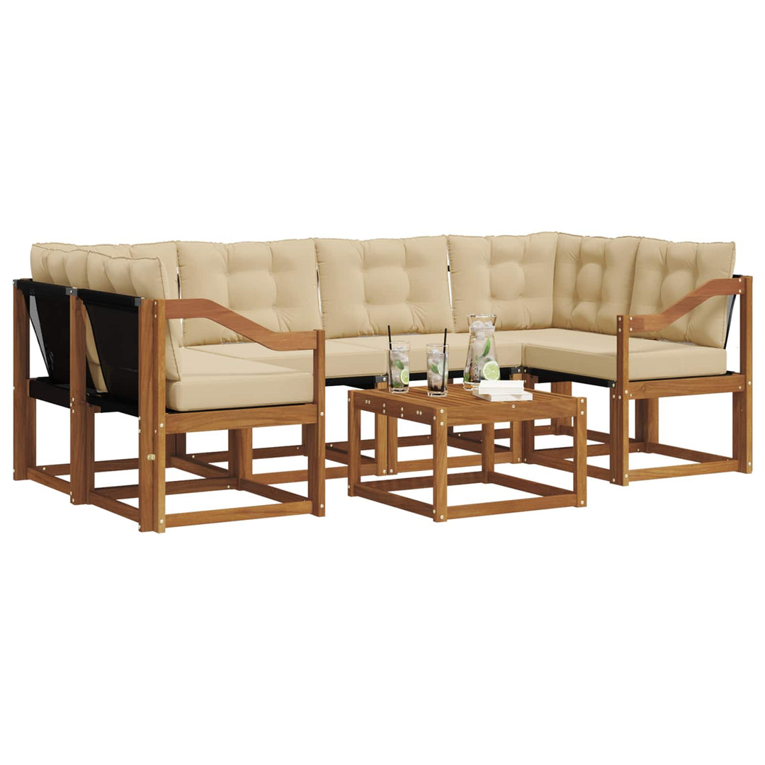 Udendørs sofagruppe med pude 7 pcs Naturlig og Beige