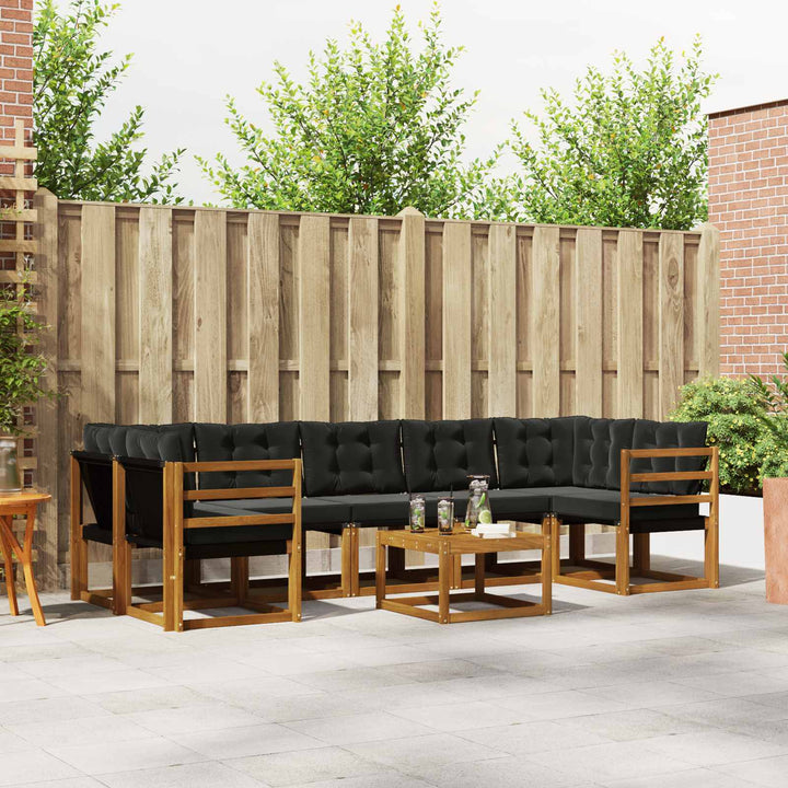 Udendørs sofagruppe med pude 8 pcs Naturlig og sort