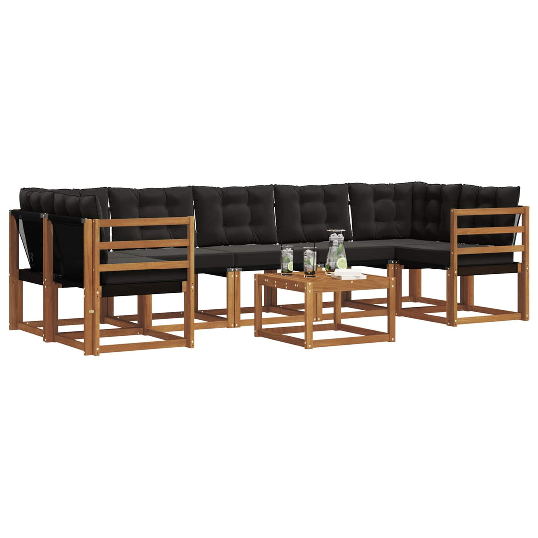Udendørs sofagruppe med pude 8 pcs Naturlig og sort