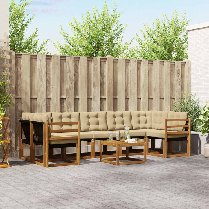 Udendørs sofagruppe med pude 8 pcs Naturlig og Beige