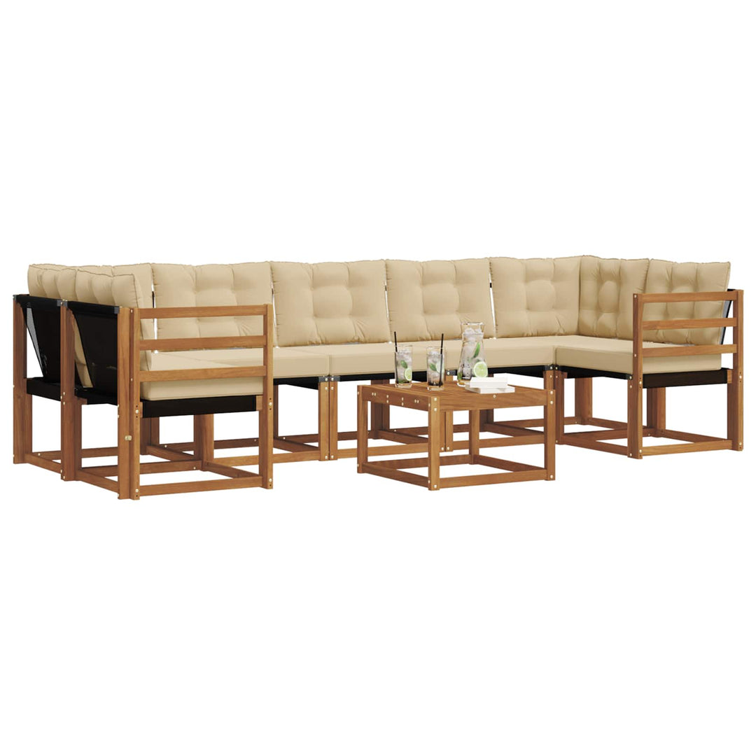 Udendørs sofagruppe med pude 8 pcs Naturlig og Beige