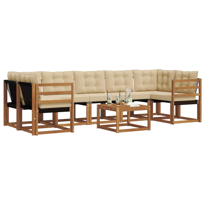 Udendørs sofagruppe med pude 8 pcs Naturlig og Beige
