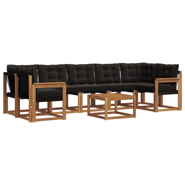 Udendørs sofagruppe med pude 8 pcs Naturlig og sort
