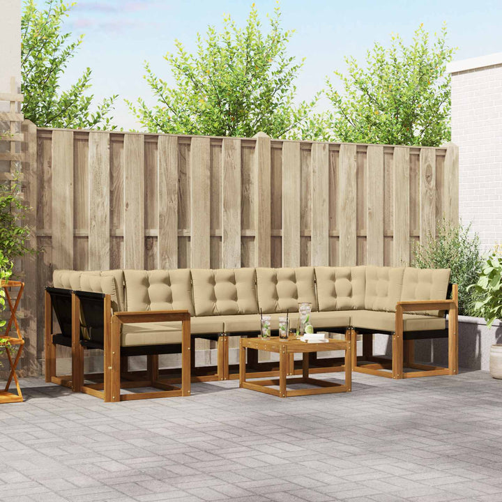 Udendørs sofagruppe med pude 8 pcs Naturlig og Beige