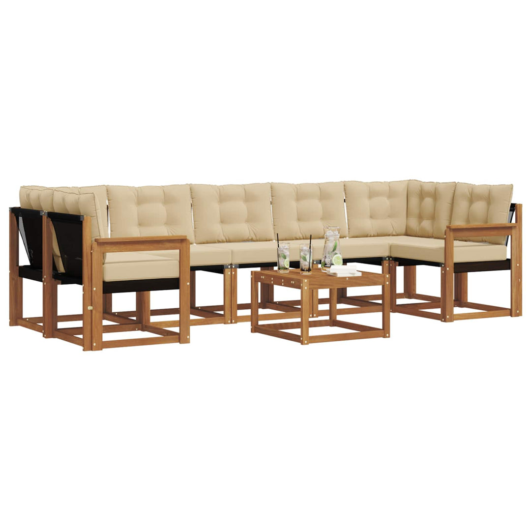 Udendørs sofagruppe med pude 8 pcs Naturlig og Beige