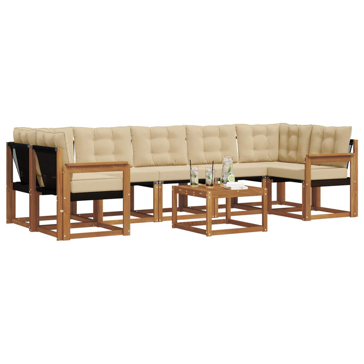Udendørs sofagruppe med pude 8 pcs Naturlig og Beige
