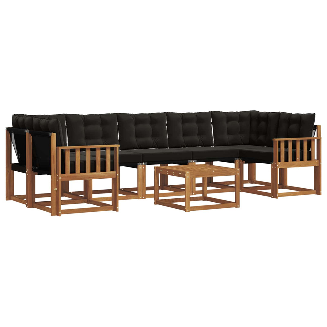 Udendørs sofagruppe med pude 8 pcs Naturlig og sort
