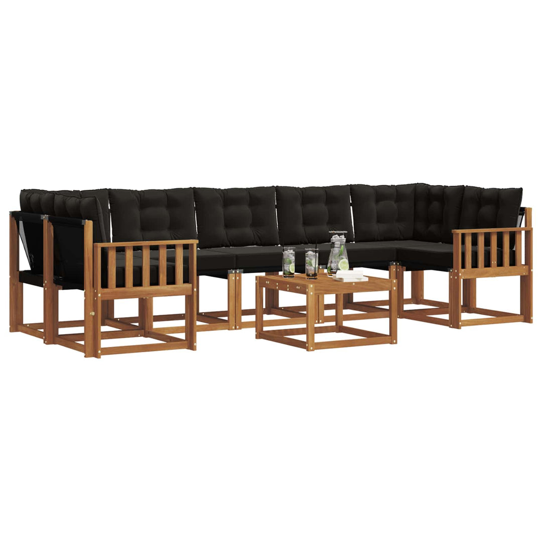 Udendørs sofagruppe med pude 8 pcs Naturlig og sort