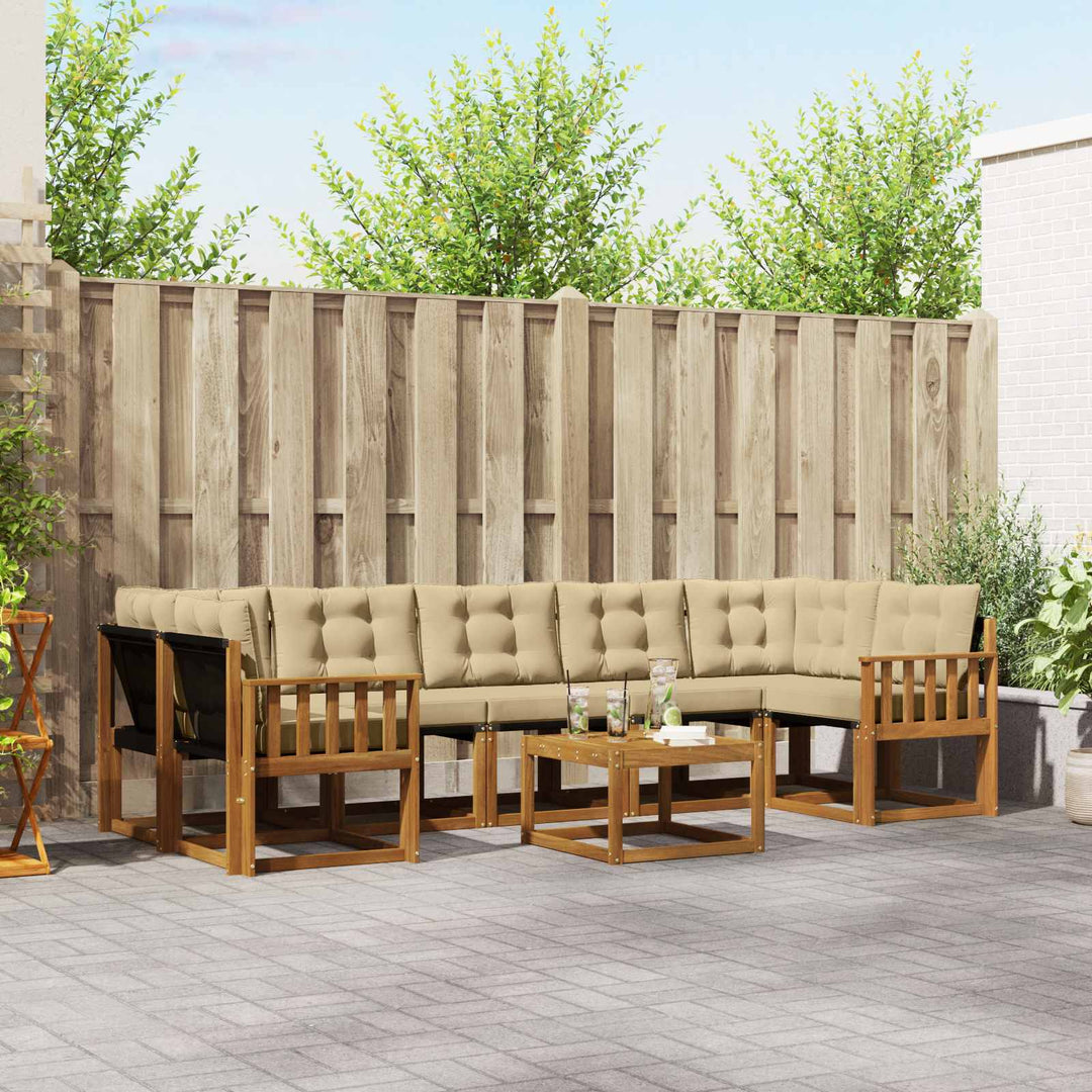 Udendørs sofagruppe med pude 8 pcs Naturlig og Beige