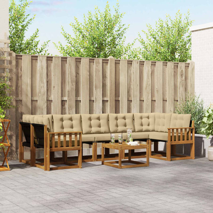 Udendørs sofagruppe med pude 8 pcs Naturlig og Beige
