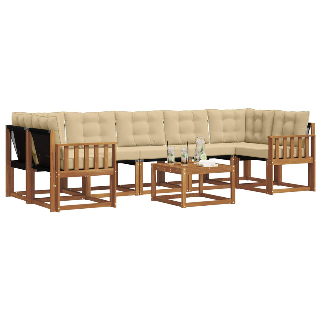 Udendørs sofagruppe med pude 8 pcs Naturlig og Beige