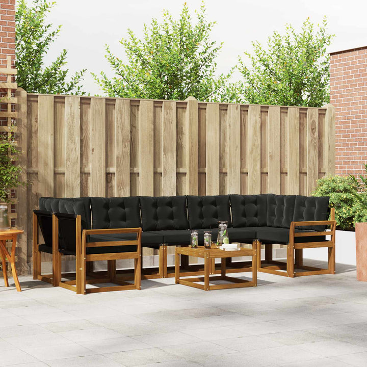 Udendørs sofagruppe med pude 8 pcs Naturlig og sort