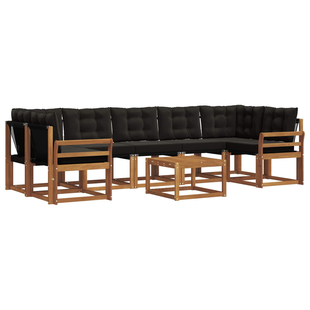 Udendørs sofagruppe med pude 8 pcs Naturlig og sort