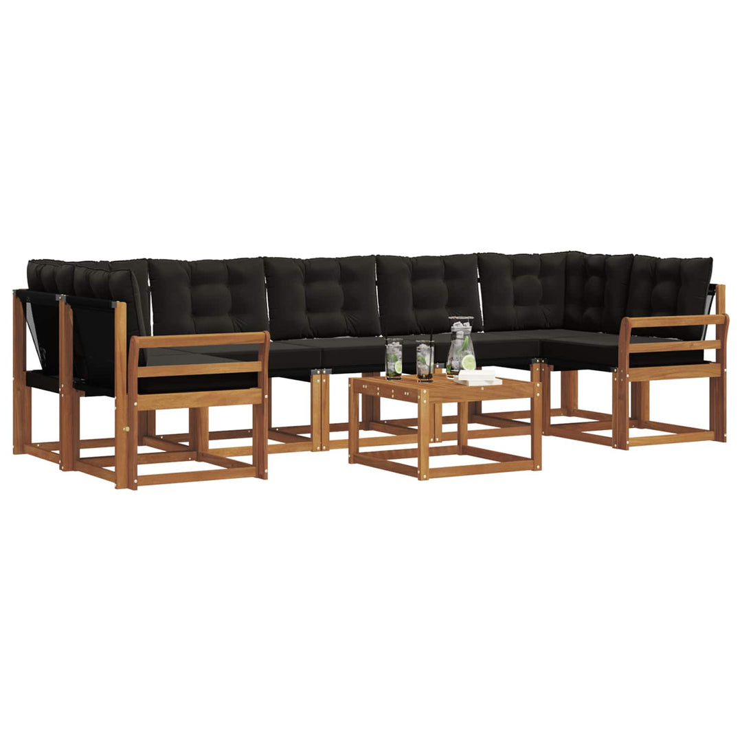 Udendørs sofagruppe med pude 8 pcs Naturlig og sort