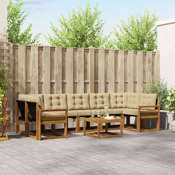 Udendørs sofagruppe med pude 8 pcs Naturlig og Beige