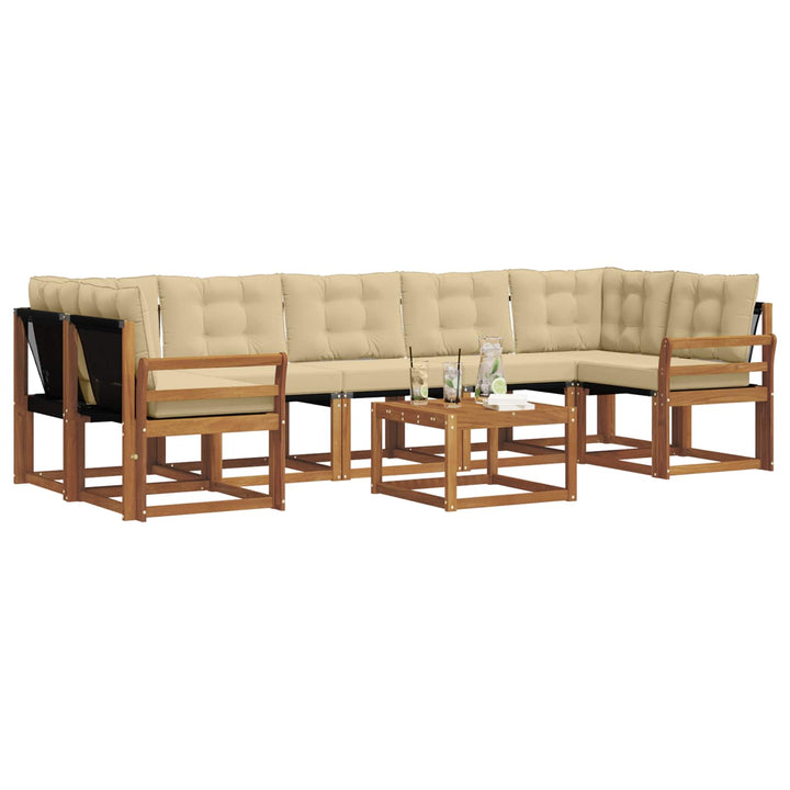 Udendørs sofagruppe med pude 8 pcs Naturlig og Beige