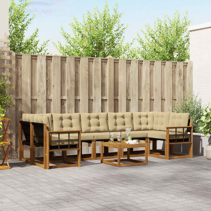Udendørs sofagruppe med pude 8 pcs Naturlig og Beige