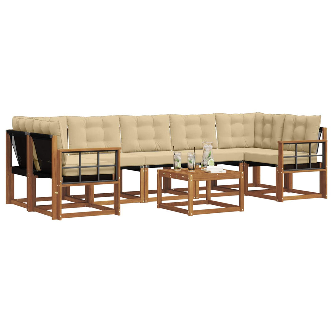 Udendørs sofagruppe med pude 8 pcs Naturlig og Beige