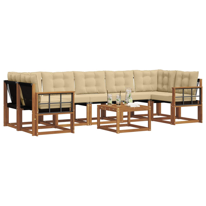 Udendørs sofagruppe med pude 8 pcs Naturlig og Beige
