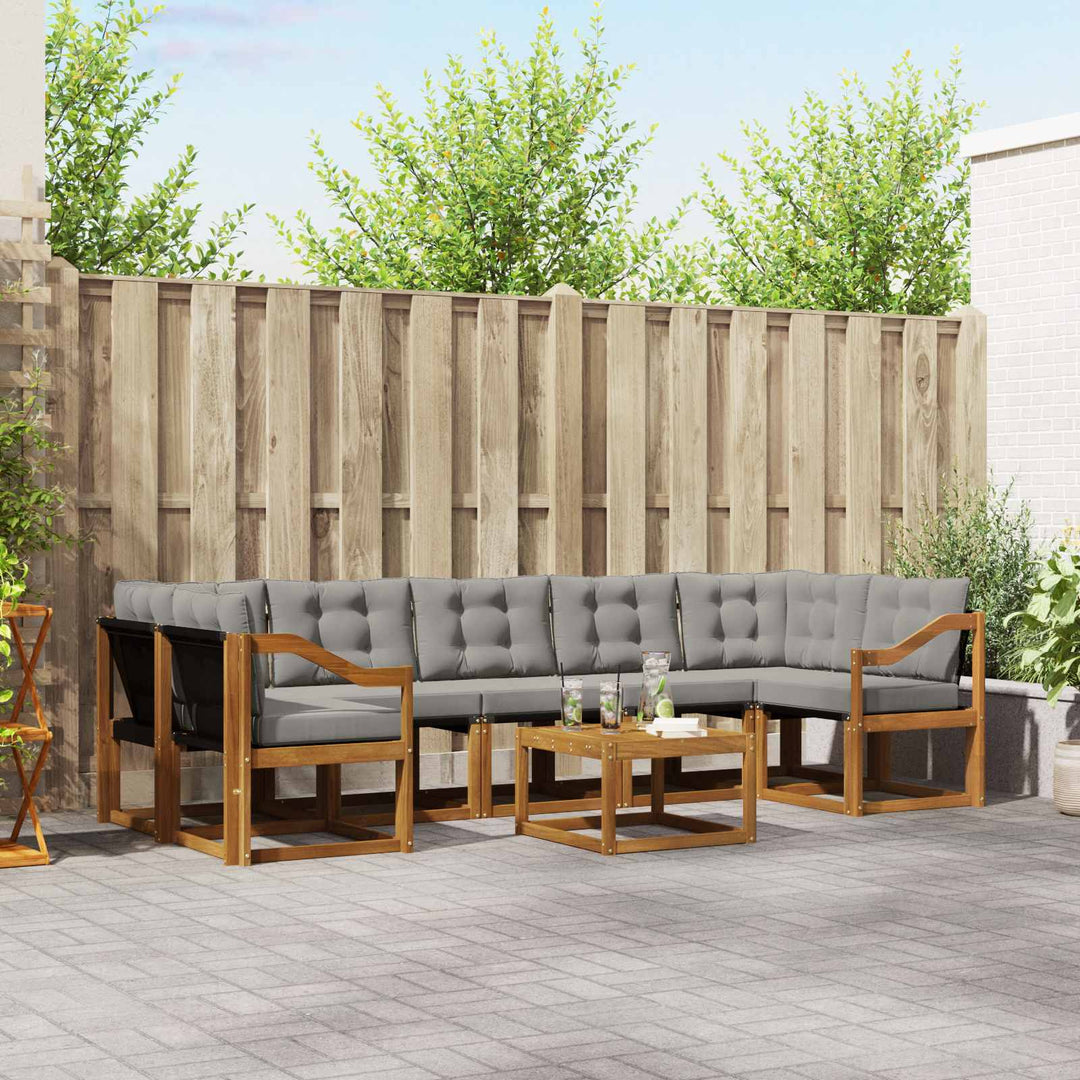 Udendørs sofagruppe med pude 8 pcs Naturlig og Lys Grå