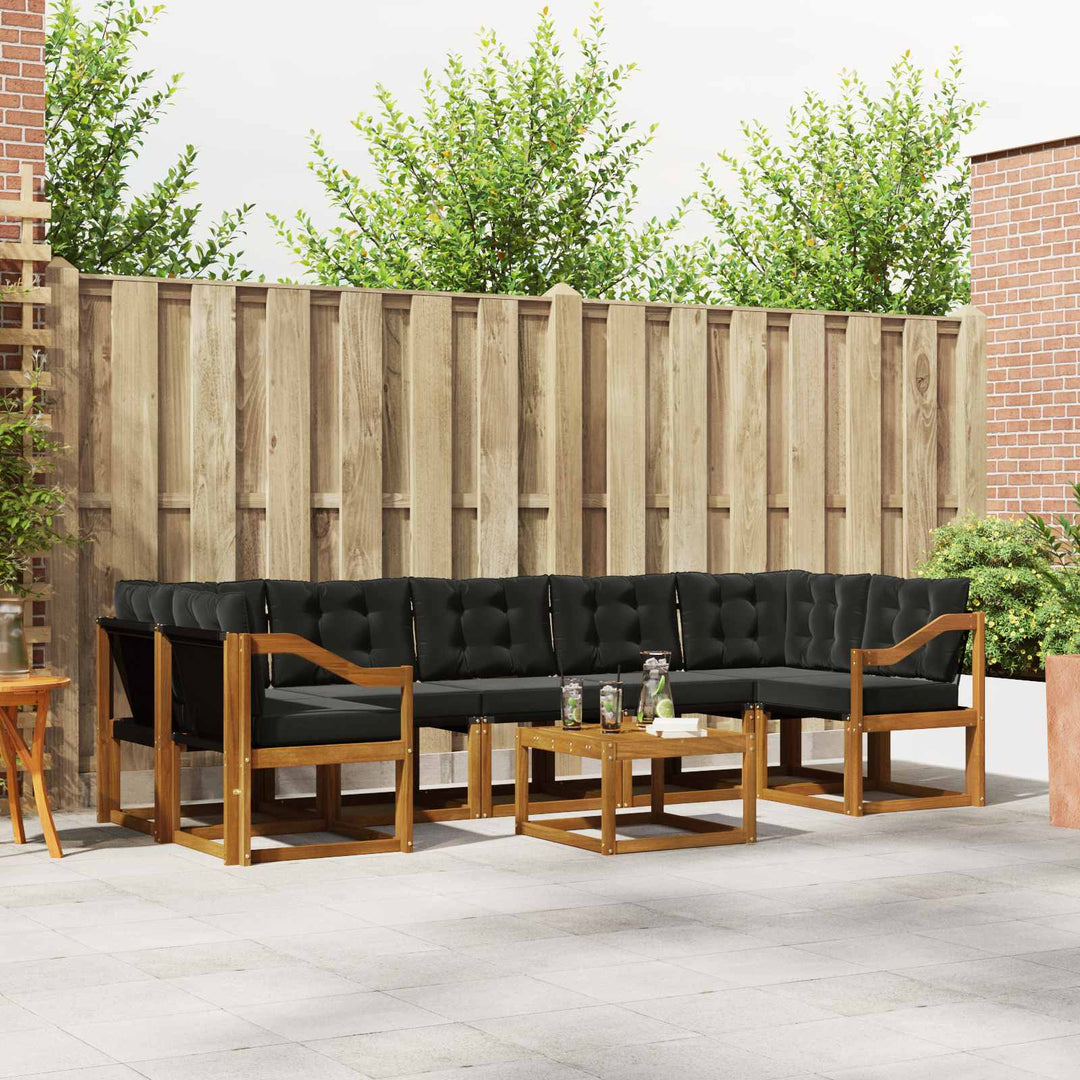 Udendørs sofagruppe med pude 8 pcs Naturlig og sort