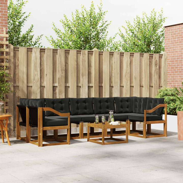 Udendørs sofagruppe med pude 8 pcs Naturlig og sort