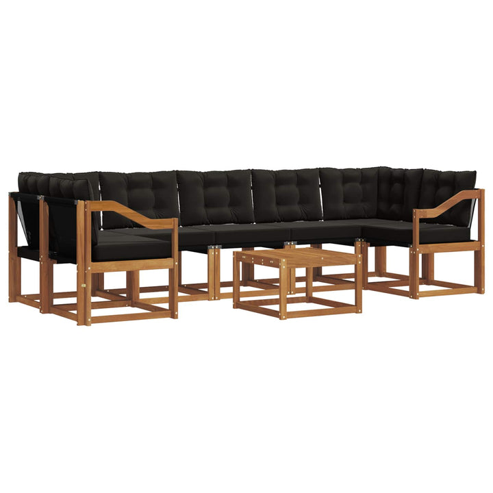 Udendørs sofagruppe med pude 8 pcs Naturlig og sort