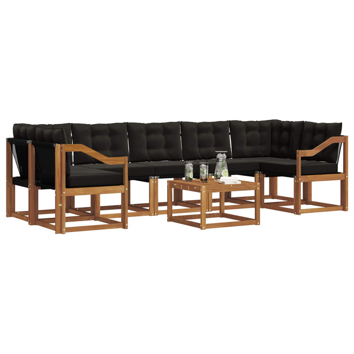 Udendørs sofagruppe med pude 8 pcs Naturlig og sort