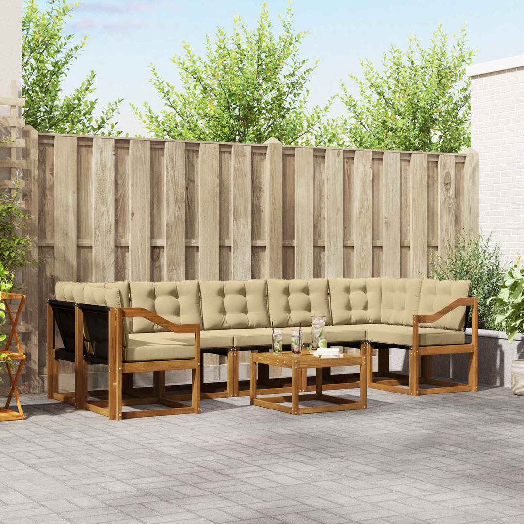 Udendørs sofagruppe med pude 8 pcs Naturlig og Beige