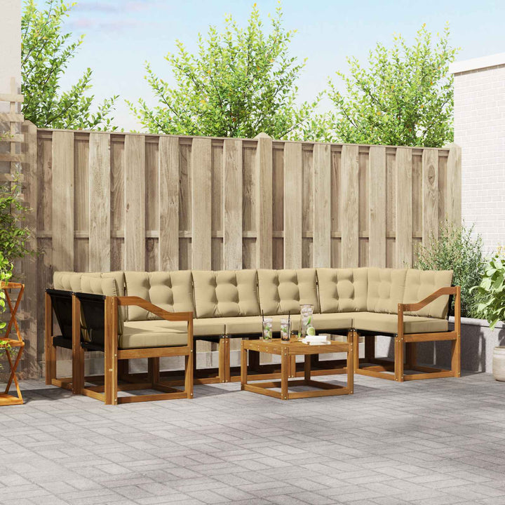 Udendørs sofagruppe med pude 8 pcs Naturlig og Beige