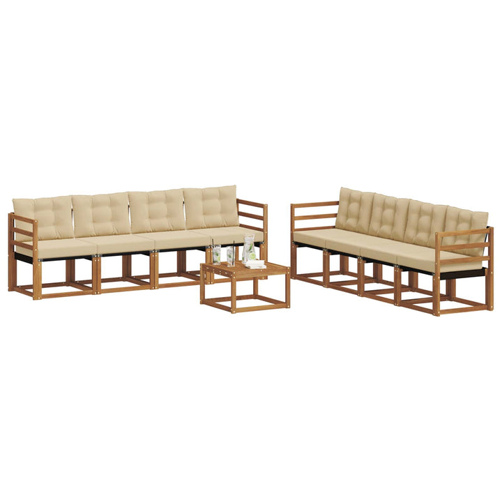 Udendørs sofagruppe med pude 9 pcs Naturlig og Beige