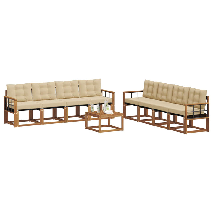 Udendørs sofagruppe med pude 9 pcs Naturlig og Beige