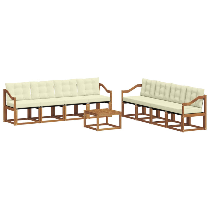 Udendørs sofagruppe med pude 9 pcs Naturlig og Fløde