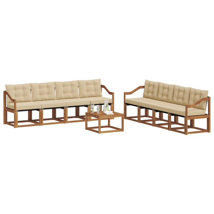 Udendørs sofagruppe med pude 9 pcs Naturlig og Beige