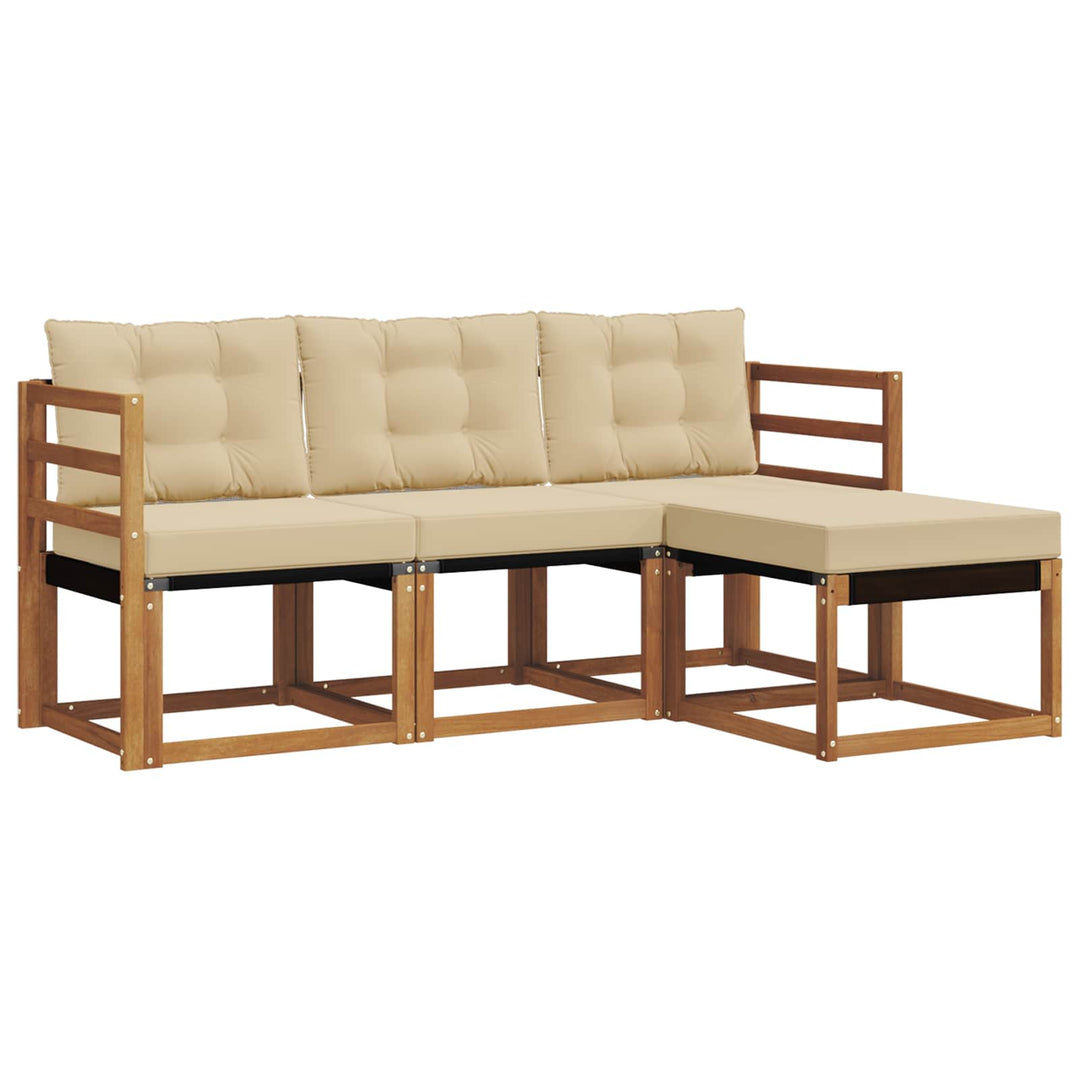 Udendørs sofagruppe med pude 4 pcs Naturlig og Beige