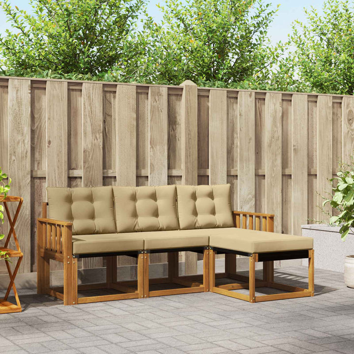 Udendørs sofagruppe med pude 4 pcs Naturlig og Beige